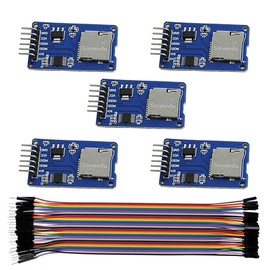 Stemedu 5PCS Micro SD Card Reader Module Memory Storage Mini TF Card Adapter SPI Interface Breakout Board for Arduino for Raspberry Pi with 40P Jumper Cable