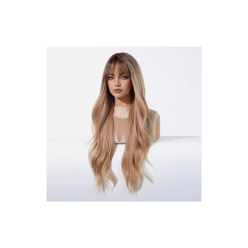 Pelucas De Mujer Dama Larga Y Ondulada Rubio Cabello Natural
