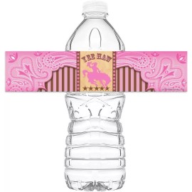 POP parties Cowgirl Bottle Wraps - 20 Cowgirl Water Bottle Labels -USA Made