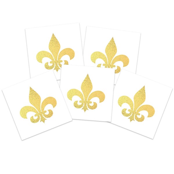Fleur De Lis - (5-Pack) Gold Metallic Jewelry Temporary Tattoos by Fashiontats