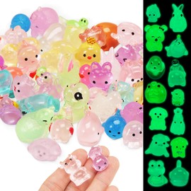 YUWJOOWEE 72pcs Mini Resin Animals, 72 Styles Mini Figures Small Resin Animals In the Night Garden Toys for Micro Fairy Garden Landscape Accessories Dollhouse Hide Crafts Aquarium Decor