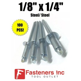 Brighton (QTY 100) POP Rivets ALL Steel 4-4 1/8" x 1/4" Grip Range Zinc Plated