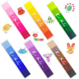 Nadisean Set of 6 Ink Pads, Colourful Set, 36 Colours, Finger Stamp Paint, Washable, Fingerprint Ink Pad, Fingerprint Colour Stamp Pad for Crafts, Fabric, Painting, Scrapbook, Paper, DIY