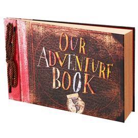 Scrapbook Photo Album,Our Adventure Book Scrapbook, Embossed Words Hard Cover Movie Up Travel Scrapbook for Anniversary, Wedding, Travelling, Baby Shower, etc (Retro Adventure Book)