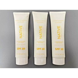 Native 3 PACK Native Mineral Sunscreen SPF 30 COCONUT & PINEAPPLE 5oz Large Size 02/25