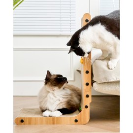 Nekosan Cat Scratcher, L-Shaped Cat Scratching Post, for Wall and Couch Protection, Cat Scratching Board with 2 Cat Ball Toys for Indoor Cats, Large