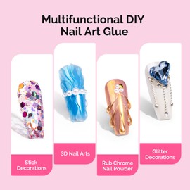 MelodySusie Nail Rhinestone Glue Set, 3D Gel Nail Art Design Strong Adhesive Nail Gem Glue for Nail Charms Gems Jewelry Decoration DIY Manicured at Home Cured Need Beauty Gifts for Women