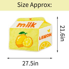 Lemon Fruit Bath Mat for Bathroom Rugs Cute Yellow Absorbent Non Slip Fruit Lemon Bath Rug Milk Cartoon Shaped Fun Plush Microfiber Shower Rug Washable Carpet Fluffy Bathtub Mat Decorative