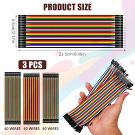 Jumper Wire 40 x 20 cm for Arduino, Jumper Cable 28AWG M2M/F2M/F2F Male-Female Wire Bridges Pack of 3