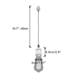 Kiven H-Type Wire Track LightPendants, 15.7 Inch Cord Length White Weave Rope,1 Light Restaurant Decorative Pendant Light Industrial Pendant Lamp, Bulb Not Included（Chrome）