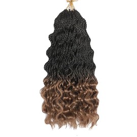 Wavy Senegalese Twist Crochet Braids 6packs/lot 18Inch 35Strands/Pack Synthetic Crochet Hair Curly Twist Braiding Hair (18 Inch, T27#)