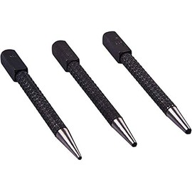 Glow Heavy Duty 3pc Centre Punch Set – Strong Heat Treated Hardened Carbon Steel Guide Marker with Square Striking Head - 3 Sizes 1/16" 3/32" 1/8" with Ribbed Non-Slip Grip for Precision and Accuracy