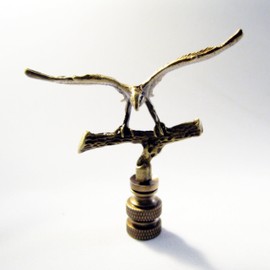 PLESIU Lamp Finial-Eagle in Flight-Burnished Brass Finish, Highly Detailed Metal Casting