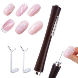 3-in-1 Cat Eye Nail Magnet & 2 Heart-Shaped Nail Tool Set, Y-Shaped Guide Sticks Cylindrical Magnet for Cat Eye Gel Polish Home Salon DIY Manicure