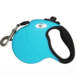 CROWN PAWS 13 ft Retractable Dog Leash for Large Dogs up to 26 lbs,Tangle-Free Nylon Tape,Blue Dan S