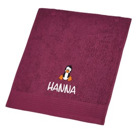 Wolimbo Hand Towel Embroidered with Name and Motif 50 x 100 cm Plum Soft Bath Towel Gift