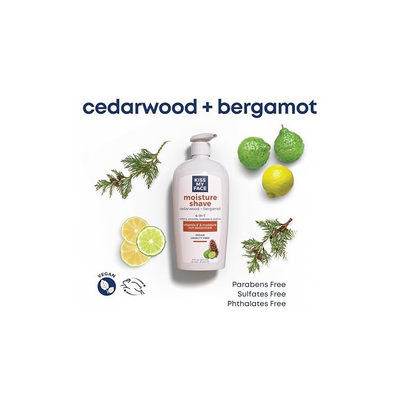 Kiss My Face Cedarwood + Bergamot Moisture Shave - Crema