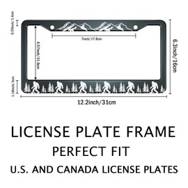 Smooffly Funny Sasquatch Matte Black License Plate Frame, Heavy Duty Stainless Steel Auto Car Tag Frame with 2 Holes & Screws 12.2 x 6.3 in