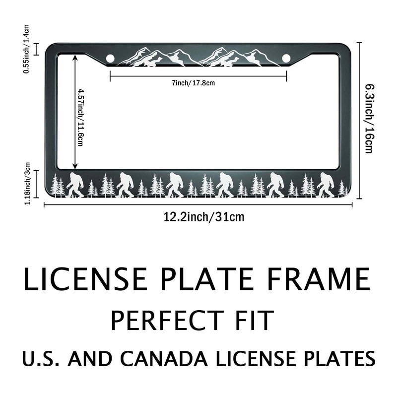 Smooffly Funny Sasquatch Matte Black License Plate Frame, Heavy Duty