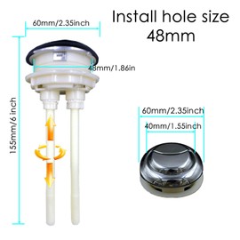 48mm/1.86 inch Dual Push Flushing Toilet Button Toilet Tank Button Toilet Button Flush Button Replacement with Thread Diameter
