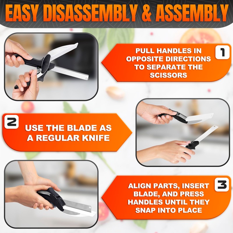 Cutting Board Scissors - 2 In 1 Kitchen Scissors with