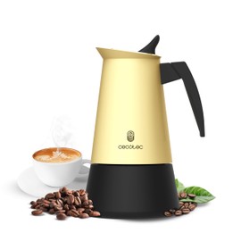 Cecotec Caffettiera Moka Express Piccolina 600 Beige. 300ml, 6 Tazze di Caffè, Acciaio Inox, Adatta Tutte le Superfici, Filtro Premium, Valvola di Sicurezza, Manico Termoresistente, Design Elegante