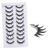 TORMEN 10 Pairs Synthetic Fiber Hard Stem False Eyelashes Wispy