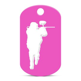 fagraphix Paintball Keychain GI Dog Tag Engraved v3 Hot Pink