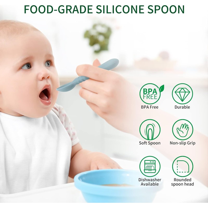 ME.FAN - Cucharas de alimentación de silicona para bebé, paquete