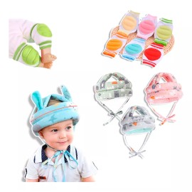 Hola Bebé Casco Antigolpes Para Bebé Y Par De Rodilleras Reforzadas