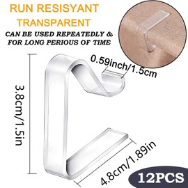 12 Pcs Table Cloth Clips, Transparent Outdoor Table Clips, Clear Picnic Tablecloth Clips, Plastic Tablecloth Clips, Plastic ClearTable Cloth Holder Clips, for Picnics Weddings Camping Wedding Party