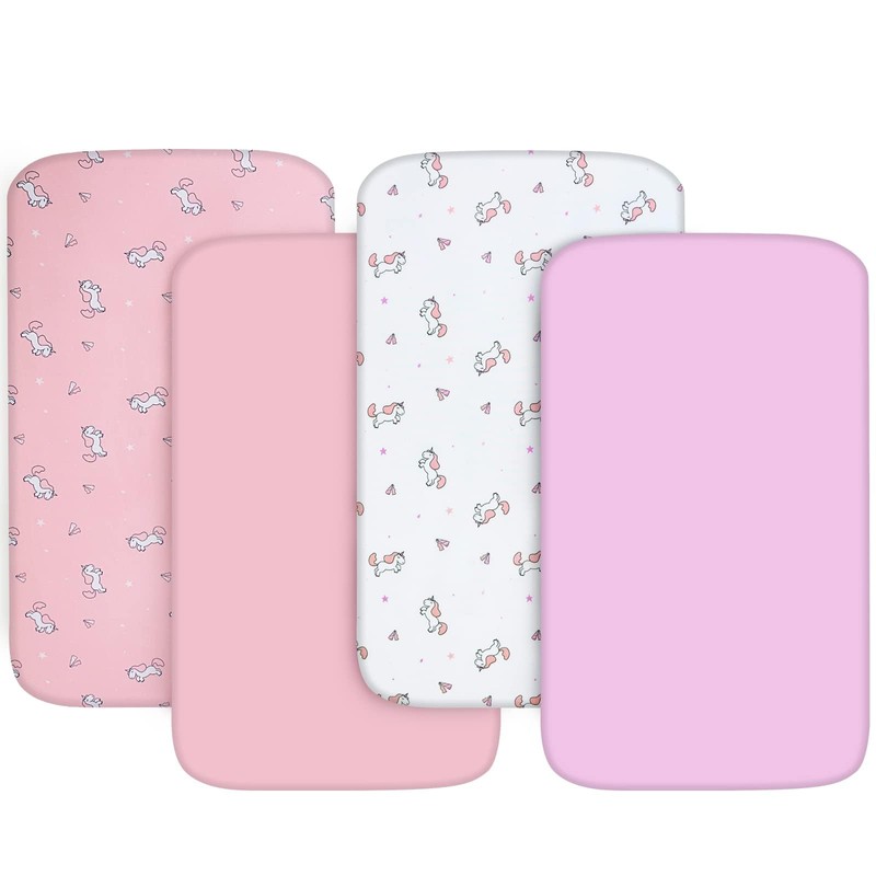 Mini Crib Sheets 4 Pack, Mini Portable Crib Sheets |