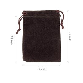 AEAOA Gift Bags, Pack of 5 pieces 16" X 12" Velvet Drawstring Jewelry Pouches, for Candy, Toys, Jewelry, Treats, Birthday Party Favors (Coffee Brown)
