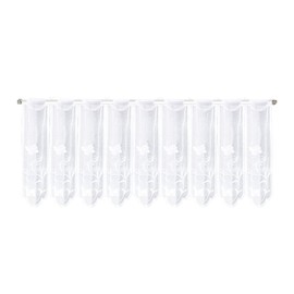 Werownsgso Simple Retro Small Curtains 130 x 45 cm Bistro Curtain One Piece Tulle Short Curtain with Flowers Plain Embroidery Warm and Transparent Suitable for Kitchen Bedroom Study