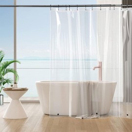 Tonnali Stall Clear Shower Curtain Liner 54 x 72 inch, Plastic Weighted Shower Liner with 2 HeavyWeighted Magnets, Transparent, 100% Waterproof Narrow Shower Liner