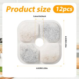 12pcs Cat Fountain Filter Sponge, Cat Water Fountain Filter Portable Water Fountain Filter Replacement Compatible for Catit PIXI Pet Cat Dog Water Dispenser