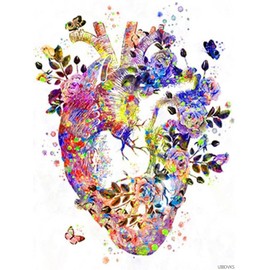 Heart Human Organs 5D Diamond Painting Medical Anatomy DIY Sticking Drill Cross Stitch Kits Crystal Rhinestones Embroidery Medicine Student Gifts 12x16 inch