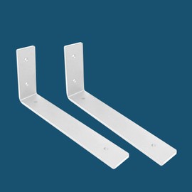 MLOQI Pack of 2 Shelf Brackets, Shelf Brackets, Heavy Duty Metal Shelf Brackets, Heavy Duty Angle Wall Brackets, 0.5 cm Thick Shelf Brackets, Load Capacity 50 kg (White, 30 cm)