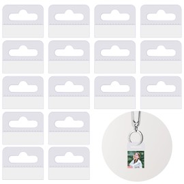 BLMHTWO 100 Pieces Sticky Hanging Tabs Clear Hole Self Adhesive Hang Tags Plastic Retail Self Adhesive Heavy Duty Hang Tag Sticky Hooks for Hanging for Sale Items Store Retail Display(1.8x1.4inch)