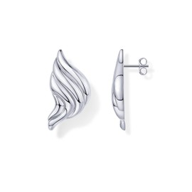 PAVOI Rhodium Plated Chunky Ribbed Shell Stud Earrings for Women - Trendy Geo Statement Earrings, White Gold, No Gemstone