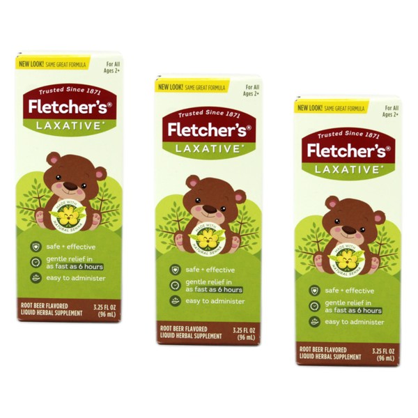Fletcher's Laxative For Kids Liquid Herbal Supplement, Classic Root Beer Taste - Buy Packs and SAVE (Pack of 3)