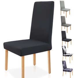 Zindoo Chair Covers, Black, Set of 6, Large Stretch Chair Covers, Conceals Defects in Old Chairs, Removable Washable Chair Covers for Conferences, Dining Room, Office, Family Decoration