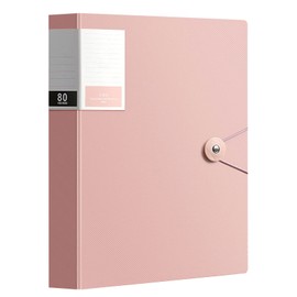 Binder with Plastic Sleeves 40/60/80 Pocket Bound Sheet Protector Presentation Book, Display Book, for A4 Size Inserts (80 Pocket, Rose)