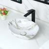 Davivy 16.3"x13.4" White Marbling Bathroom Vessel Sink with Pop Up