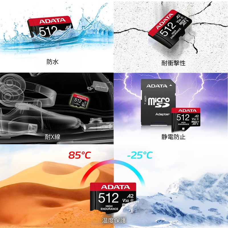 ADATA microSD 512GB UHS-I U3 V30S HIGH 100/85 MB/s AUSDX512GUI3V30SHA2-RA1-I