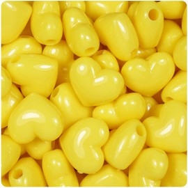 BeadTin Yellow Opaque 18mm Heart Plastic Pony Beads (24pcs)