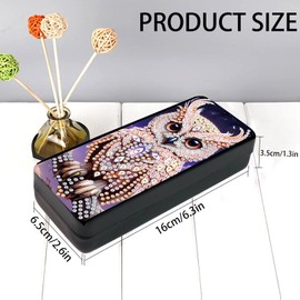 DCIDBEI Diamond Painting Aufbewahrungsbox Sonnenbrillen Tragbares Malen nach Zahlen Brillenetui Sonnenbrillenetui Sonnenbrillenbeutel Slim Case für Damen Herren Brille Kurzsichtig Modebrillen Eule
