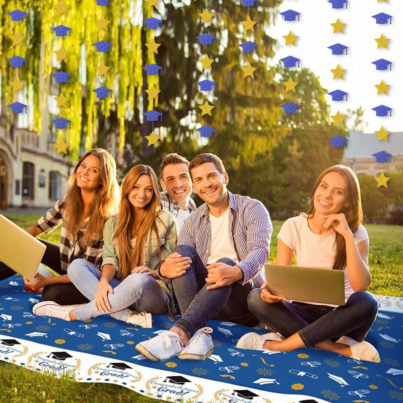 Navy-Blue Gold Graduation-2025 Class Party-Decorations - Congrats Grad Hat Star