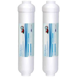 Geekpure Replacement 10 inch Universal Inline Post Carbon Water Filter - for RO System - 1/4" Thread (2 Count)