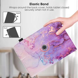 Phondazvi Universal 10 10.1 Inch Android Tablet Case,360 Degree Rotatable Kickstand Multiple Viewing 9.5"-10.5"Inch Tablet Protective Cover For 9"9.6"9.7"10.1"10.5" Touchscreen Tablet,Marble Purple